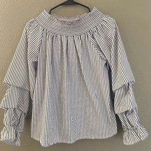 Off Shoulder Black & White Long Sleeve